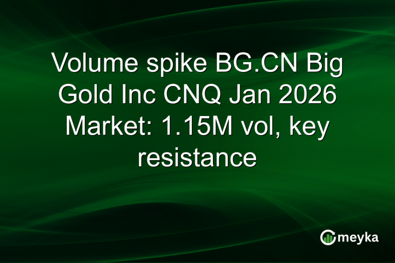 Volume spike BG.CN Big Gold Inc CNQ Jan 2026 Market: 1.15M vol, key resistance