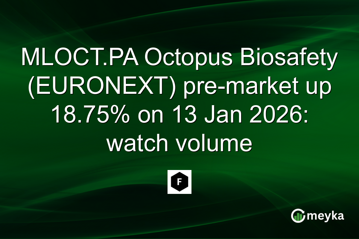 MLOCT.PA Octopus Biosafety (EURONEXT) pre-market up 18.75% on 13 Jan 2026: watch volume