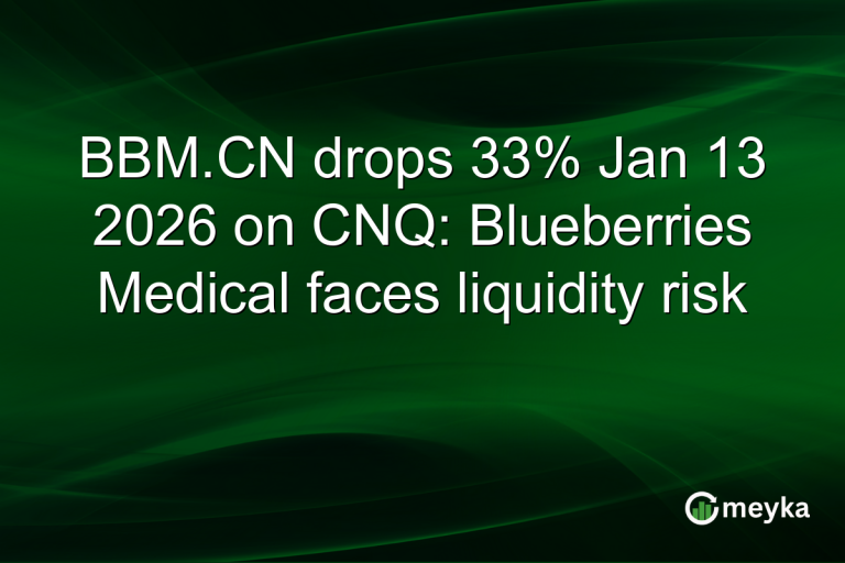 BBM.CN drops 33% Jan 13 2026 on CNQ: Blueberries Medical faces liquidity risk