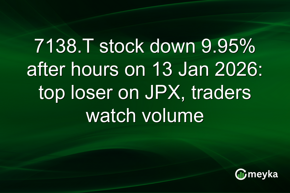 7138.T stock down 9.95% after hours on 13 Jan 2026: top loser on JPX, traders watch volume