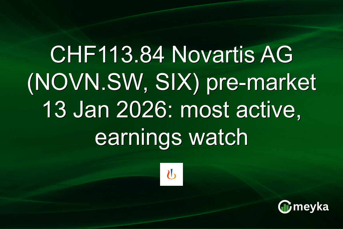 CHF113.84 Novartis AG (NOVN.SW, SIX) pre-market 13 Jan 2026: most active, earnings watch