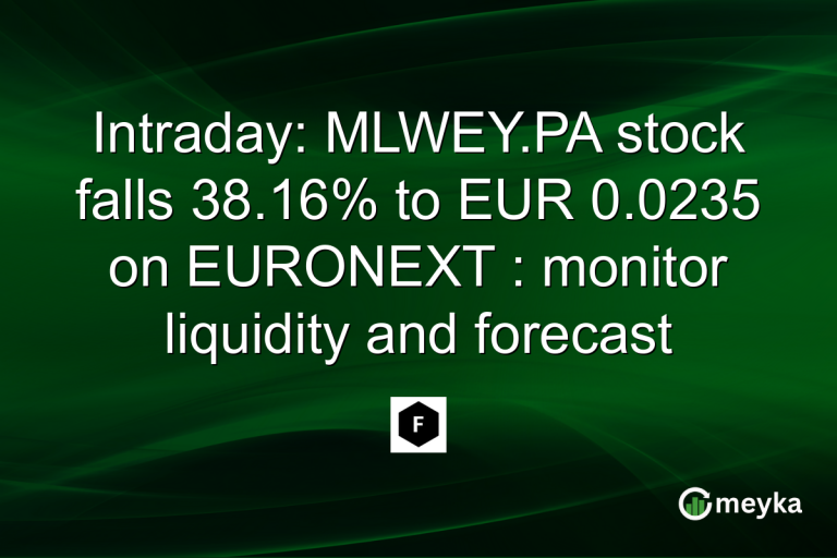 Intraday: MLWEY.PA stock falls 38.16% to EUR 0.0235 on EURONEXT : monitor liquidity and forecast