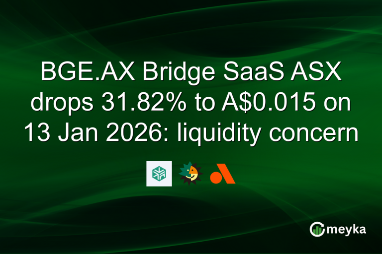 BGE.AX Bridge SaaS ASX drops 31.82% to A$0.015 on 13 Jan 2026: liquidity concern