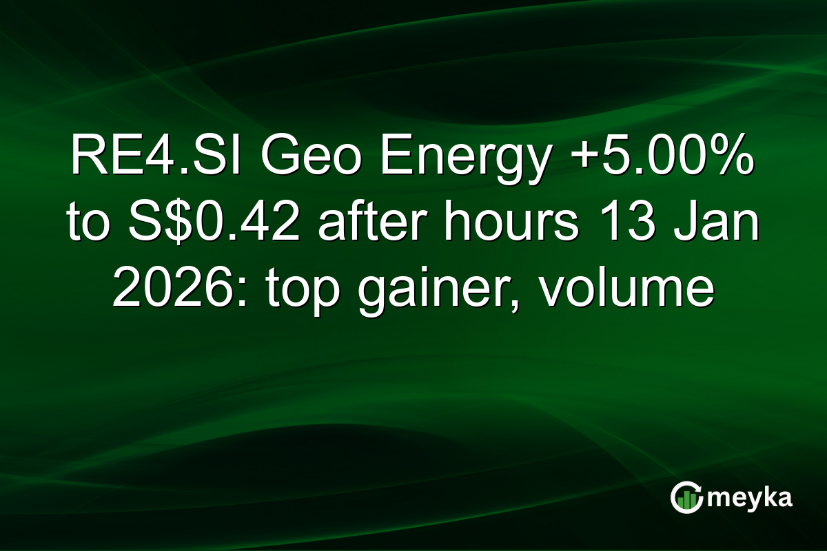RE4.SI Geo Energy +5.00% to S$0.42 after hours 13 Jan 2026: top gainer, volume