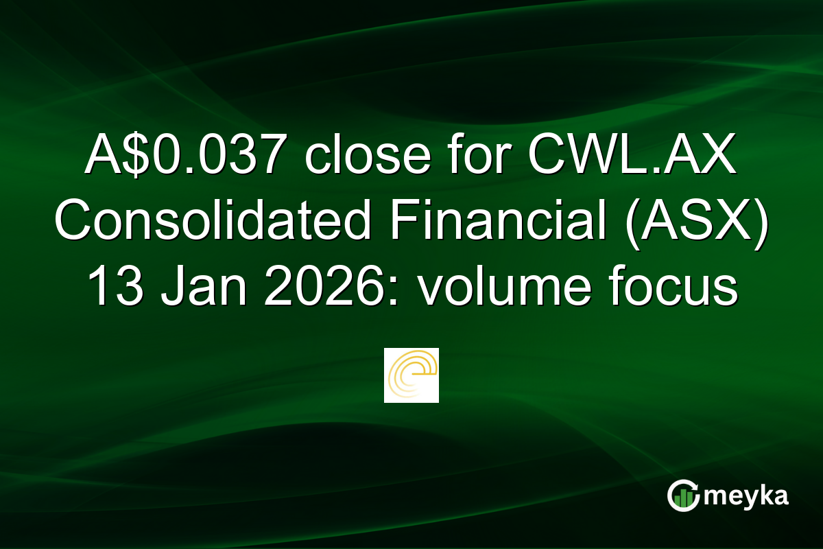 A$0.037 close for CWL.AX Consolidated Financial (ASX) 13 Jan 2026: volume focus