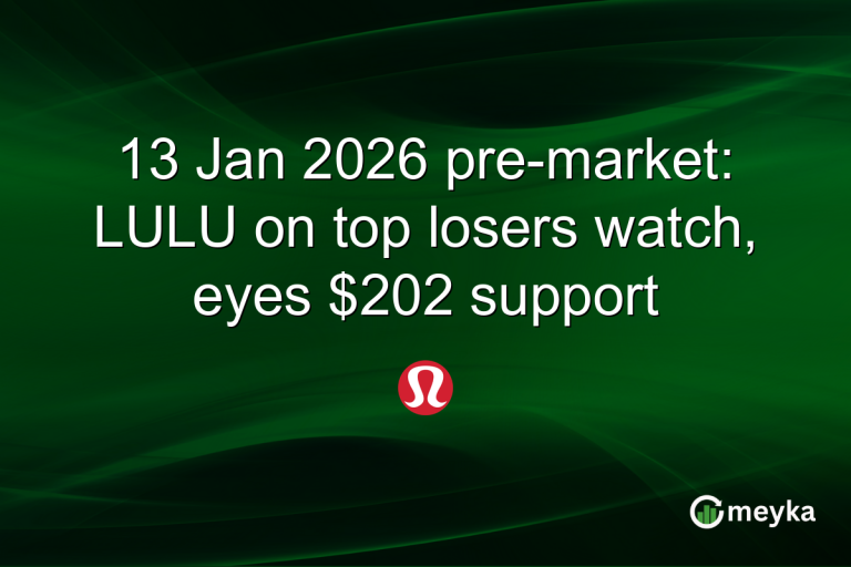 13 Jan 2026 pre-market: LULU on top losers watch, eyes $202 support