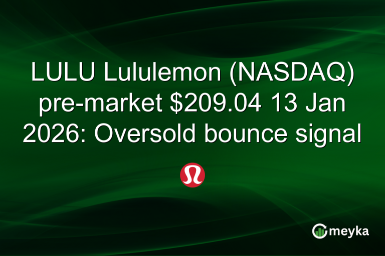 LULU Lululemon (NASDAQ) pre-market $209.04 13 Jan 2026: Oversold bounce signal