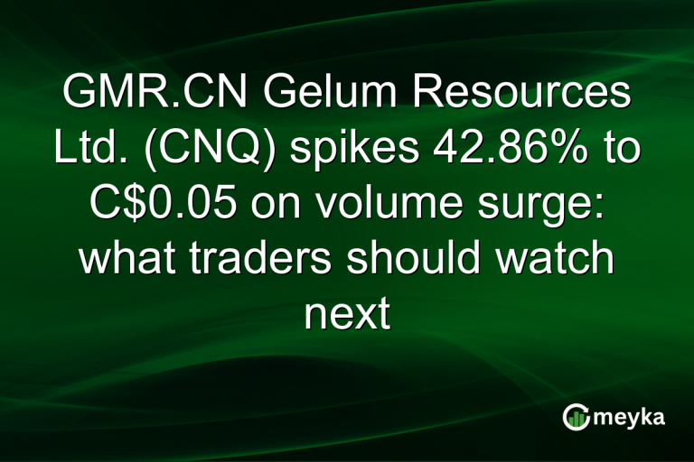 GMR.CN Gelum Resources Ltd. (CNQ) spikes 42.86% to C$0.05 on volume surge: what traders should watch next