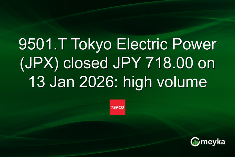 9501.T Tokyo Electric Power (JPX) closed JPY 718.00 on 13 Jan 2026: high volume