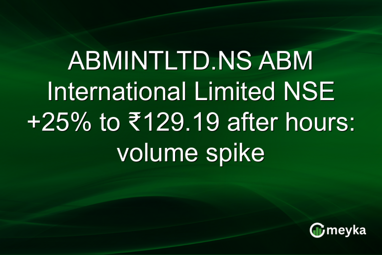 ABMINTLTD.NS ABM International Limited NSE +25% to ₹129.19 after hours: volume spike
