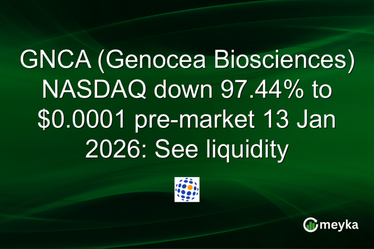 GNCA (Genocea Biosciences) NASDAQ down 97.44% to $0.0001 pre-market 13 Jan 2026: See liquidity