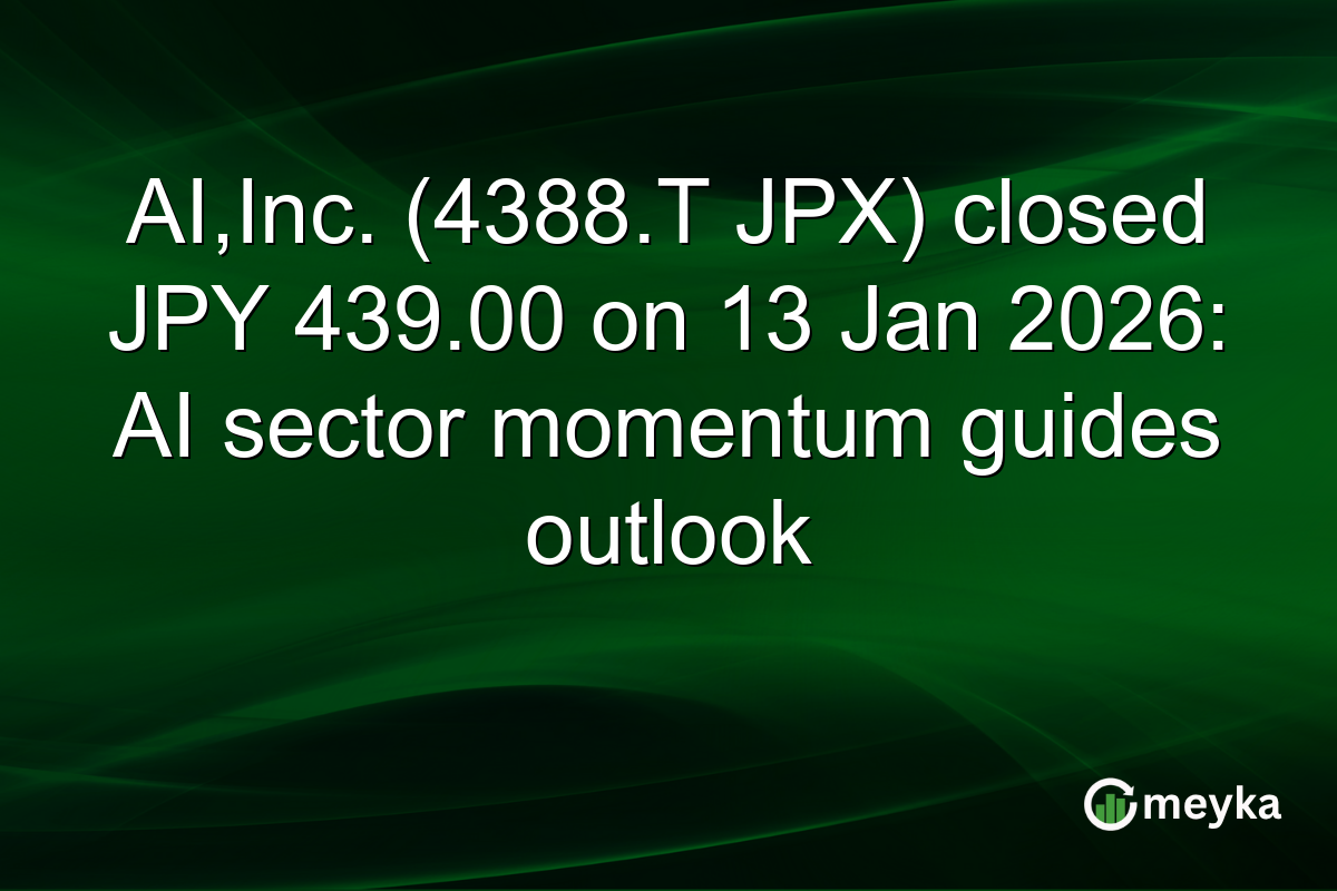 AI,Inc. (4388.T JPX) closed JPY 439.00 on 13 Jan 2026: AI sector momentum guides outlook