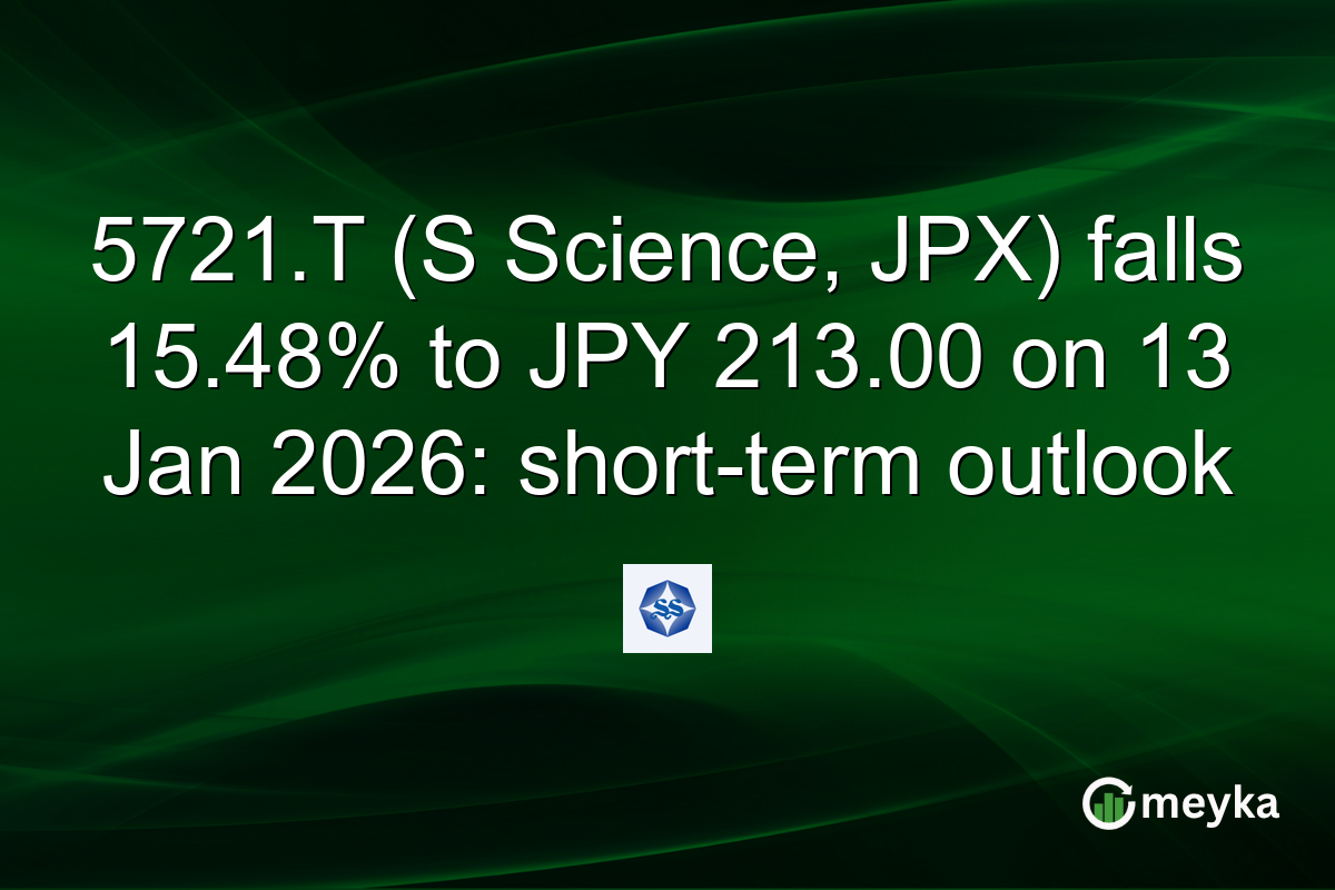 5721.T (S Science, JPX) falls 15.48% to JPY 213.00 on 13 Jan 2026: short-term outlook