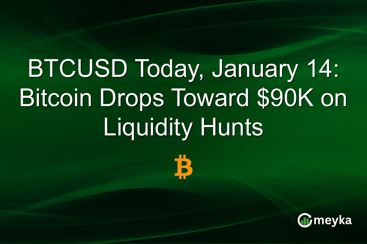 BTCUSD Today, January 14: Bitcoin Drops Toward $90K on Liquidity Hunts