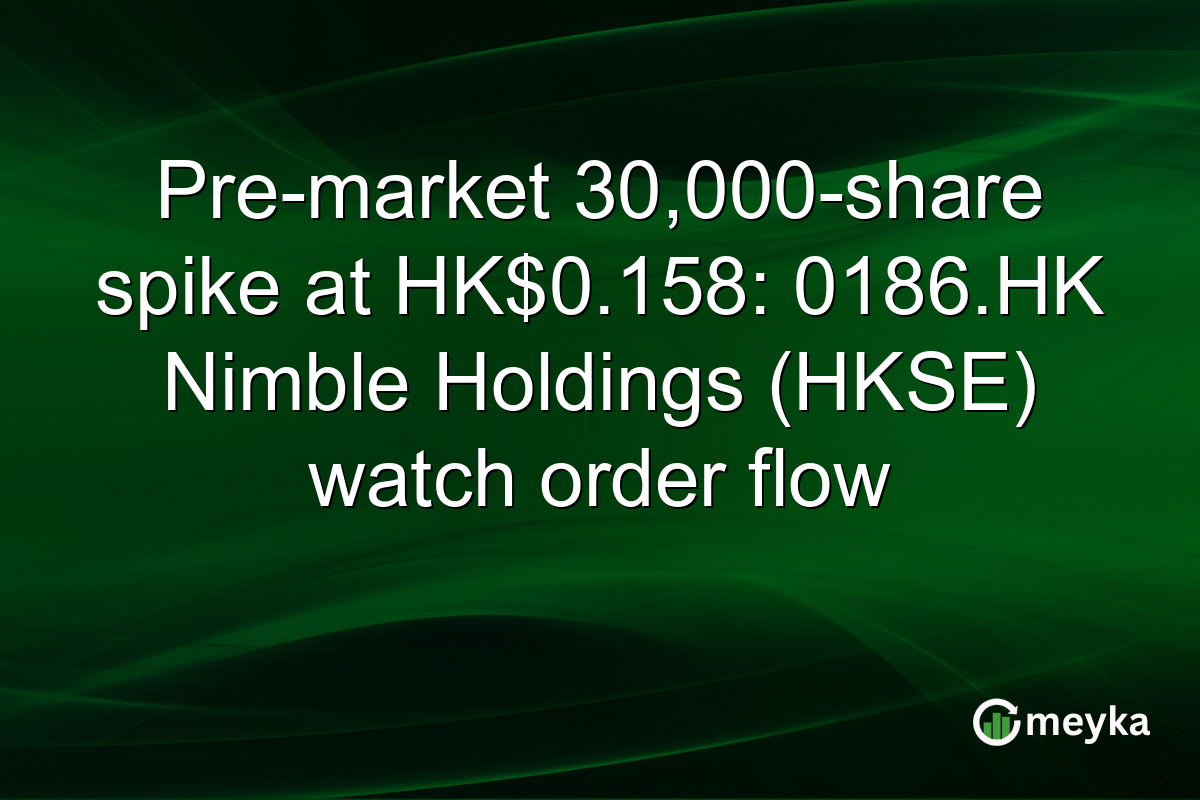 Pre-market 30,000-share spike at HK$0.158: 0186.HK Nimble Holdings (HKSE) watch order flow
