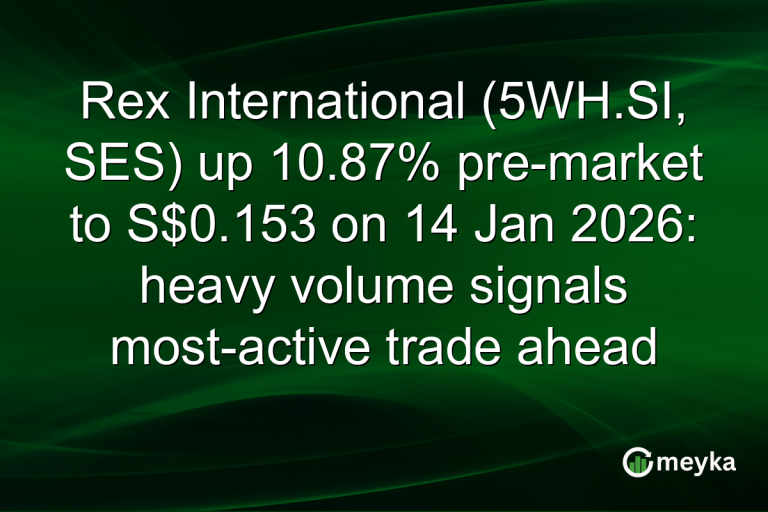 Rex International (5WH.SI, SES) up 10.87% pre-market to S$0.153 on 14 Jan 2026: heavy volume signals most-active trade ahead