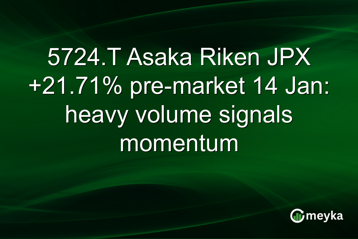 5724.T Asaka Riken JPX +21.71% pre-market 14 Jan: heavy volume signals momentum