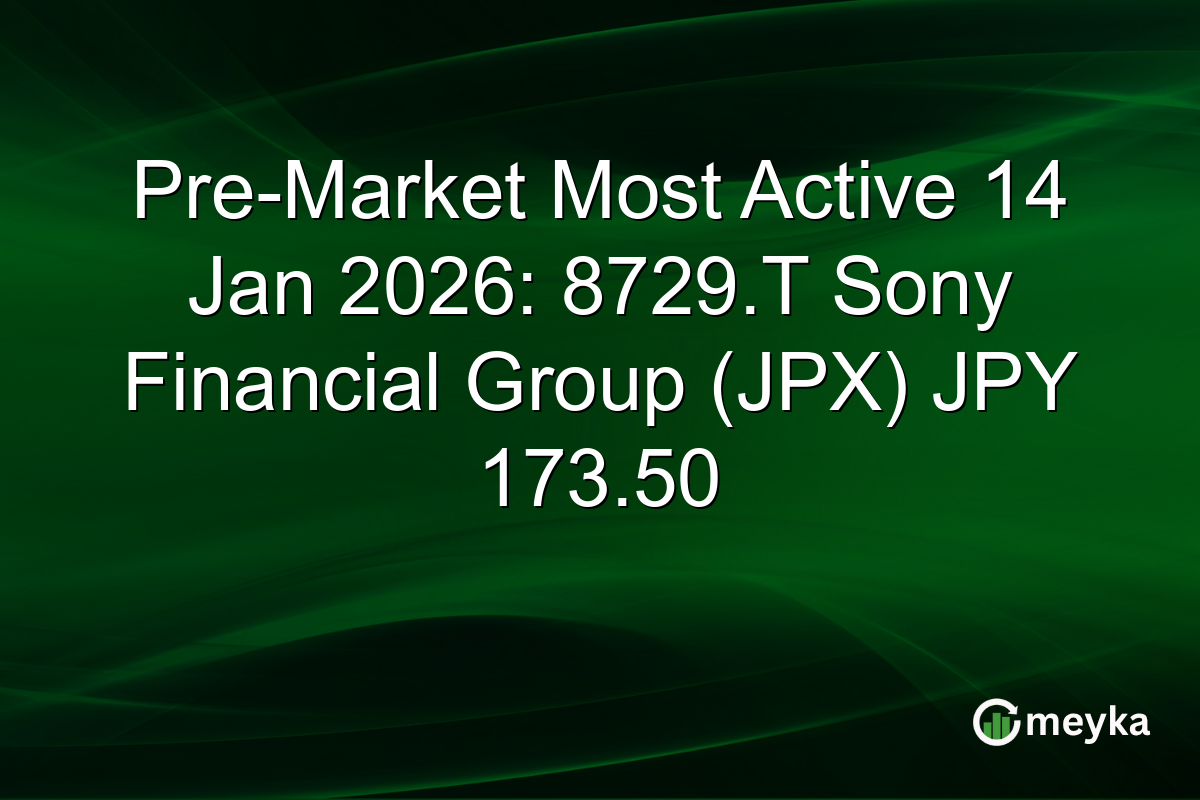 Pre-Market Most Active 14 Jan 2026: 8729.T Sony Financial Group (JPX) JPY 173.50