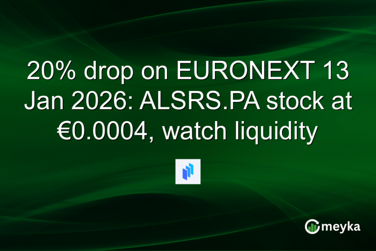 20% drop on EURONEXT 13 Jan 2026: ALSRS.PA stock at €0.0004, watch liquidity