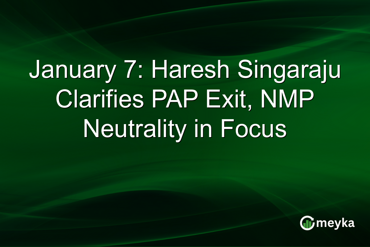 January 7: Haresh Singaraju Clarifies PAP Exit, NMP Neutrality in Focus