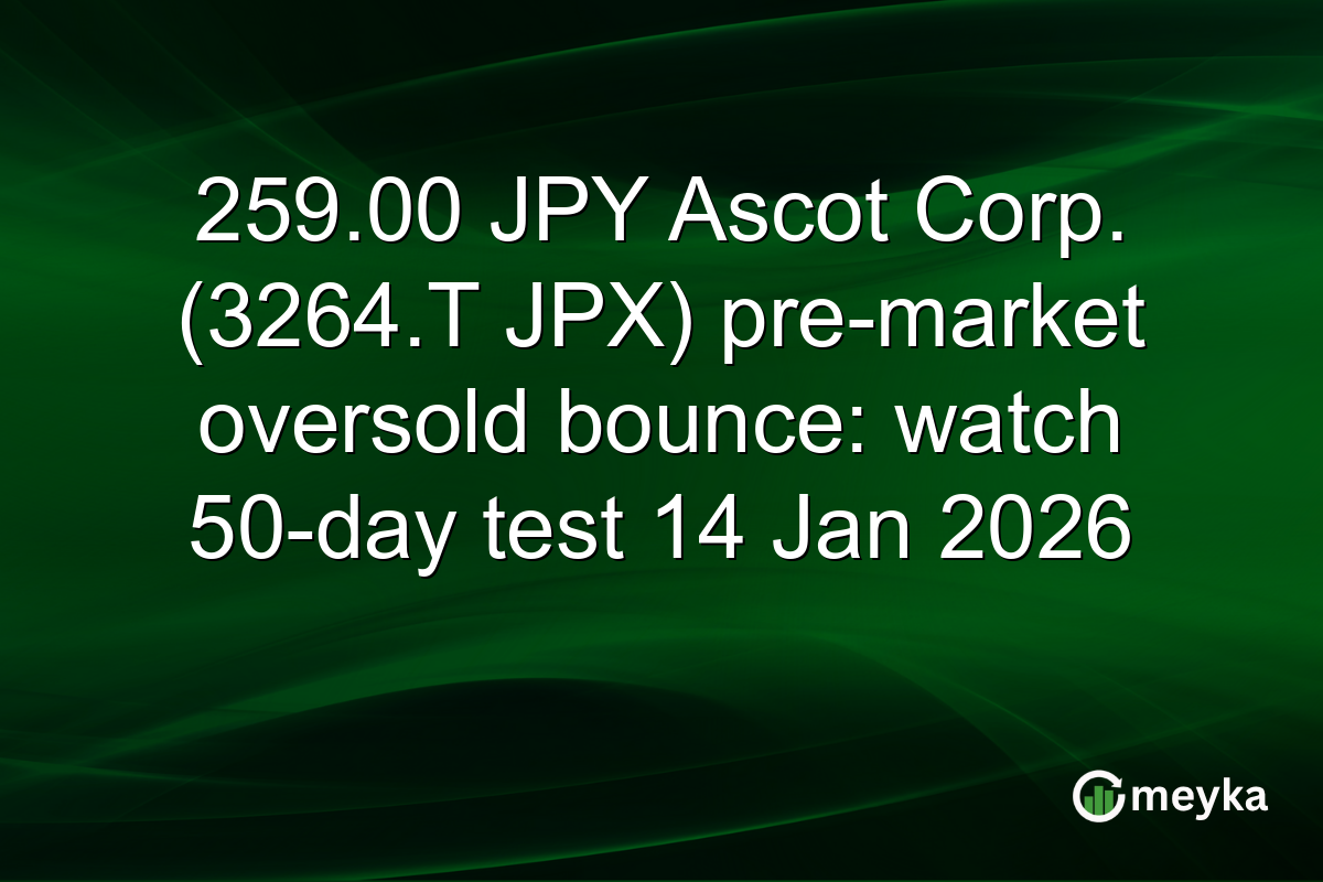 259.00 JPY Ascot Corp. (3264.T JPX) pre-market oversold bounce: watch 50-day test 14 Jan 2026