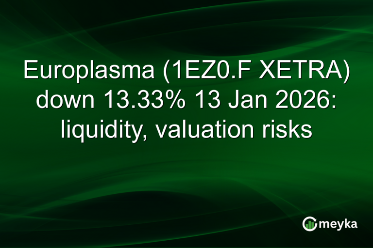 Europlasma (1EZ0.F XETRA) down 13.33% 13 Jan 2026: liquidity, valuation risks