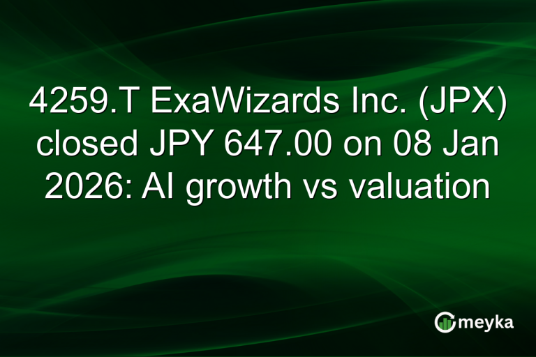4259.T ExaWizards Inc. (JPX) closed JPY 647.00 on 08 Jan 2026: AI growth vs valuation
