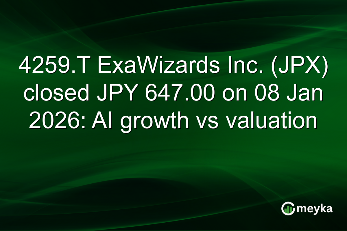 4259.T ExaWizards Inc. (JPX) closed JPY 647.00 on 08 Jan 2026: AI growth vs valuation