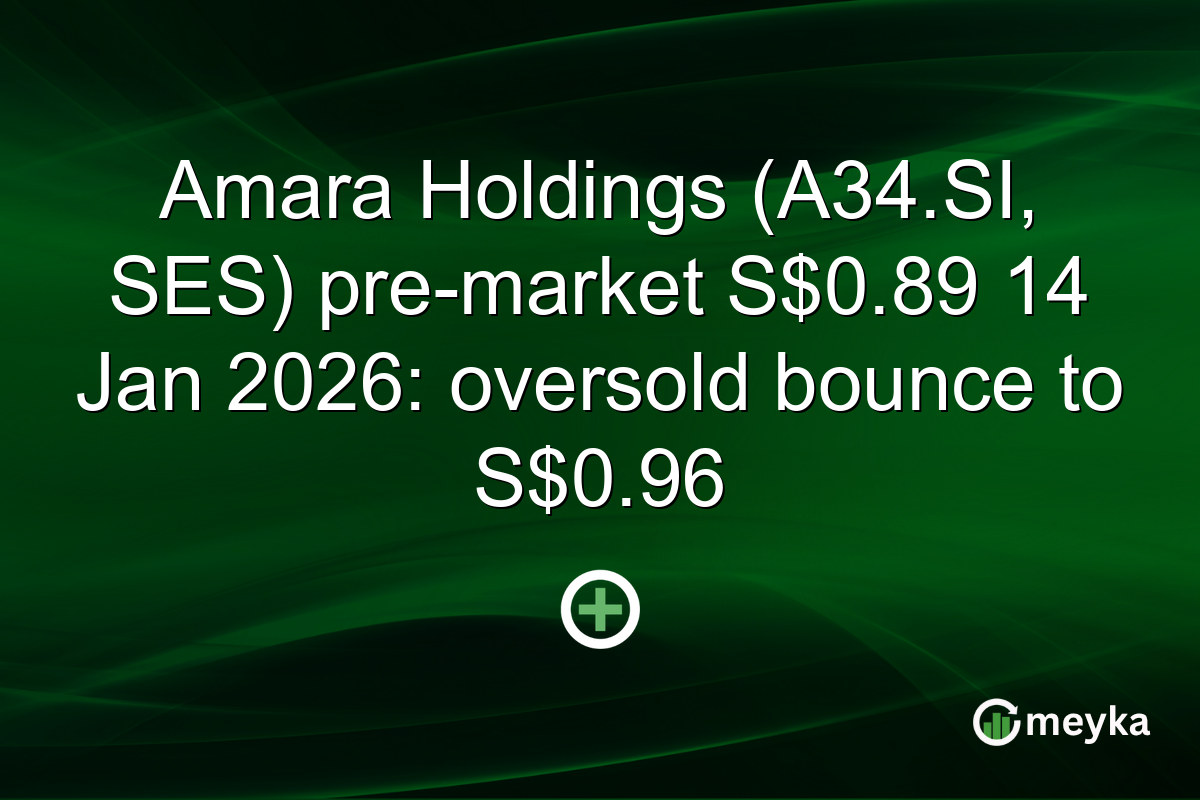 Amara Holdings (A34.SI, SES) pre-market S$0.89 14 Jan 2026: oversold bounce to S$0.96