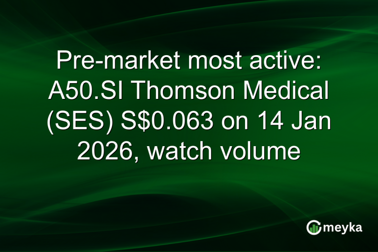 Pre-market most active: A50.SI Thomson Medical (SES) S$0.063 on 14 Jan 2026, watch volume