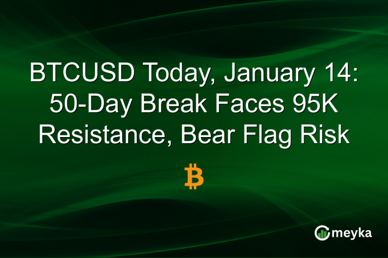 BTCUSD Today, January 14: 50-Day Break Faces 95K Resistance, Bear Flag Risk