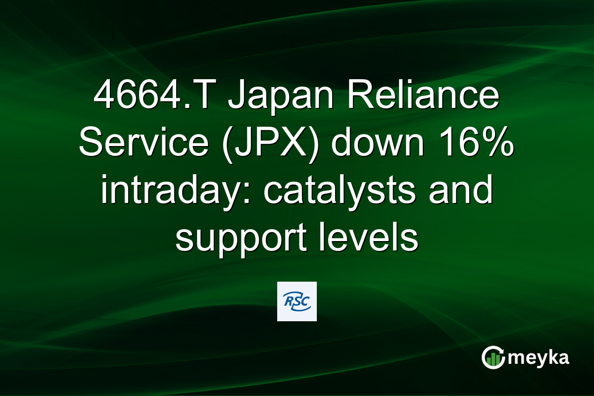 4664.T Japan Reliance Service (JPX) down 16% intraday: catalysts and support levels