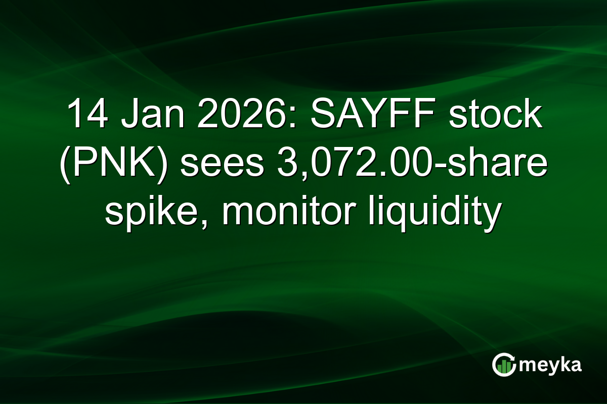 14 Jan 2026: SAYFF stock (PNK) sees 3,072.00-share spike, monitor liquidity