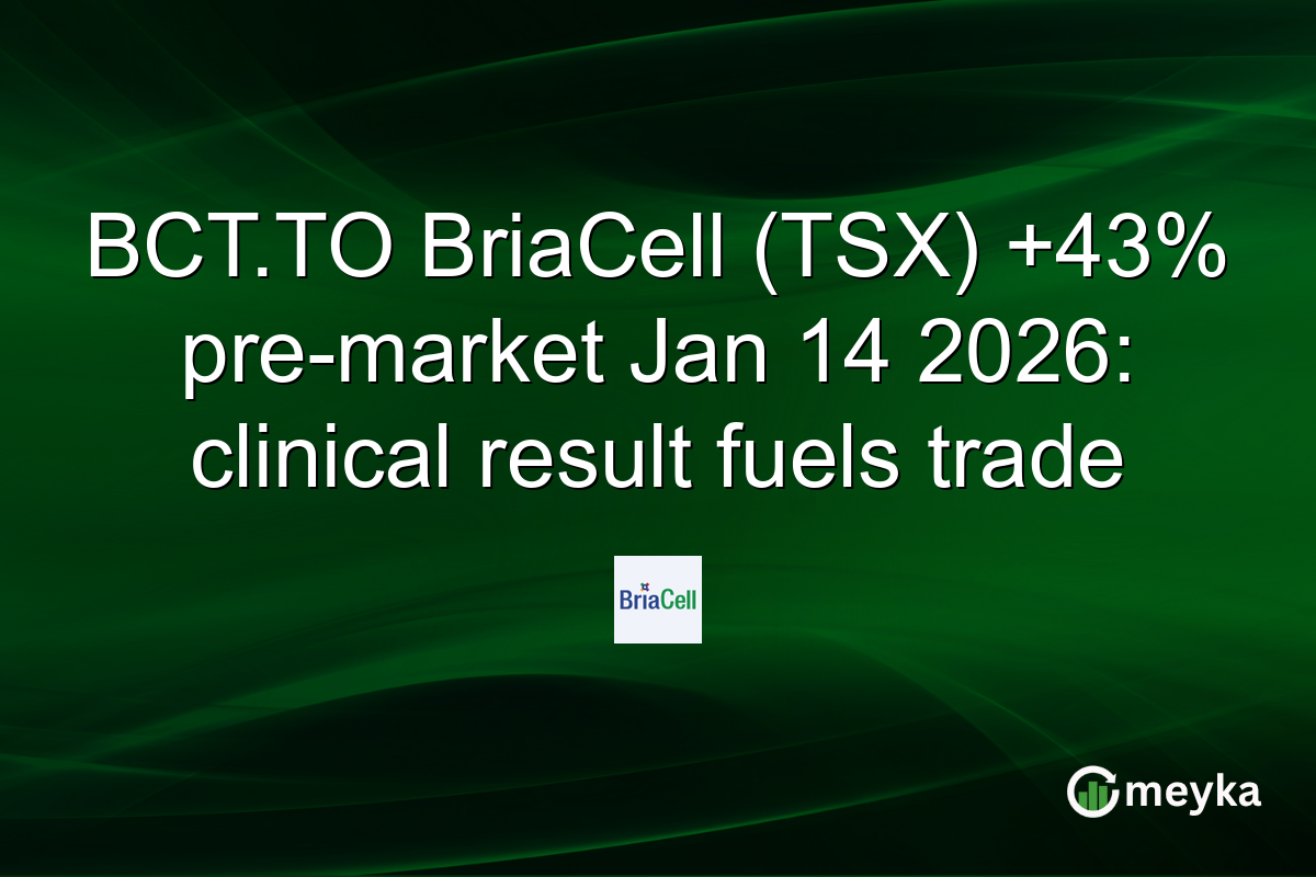 BCT.TO BriaCell (TSX) +43% pre-market Jan 14 2026: clinical result fuels trade