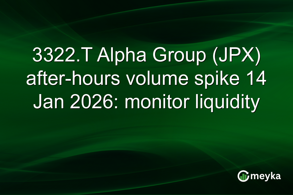 3322.T Alpha Group (JPX) after-hours volume spike 14 Jan 2026: monitor liquidity
