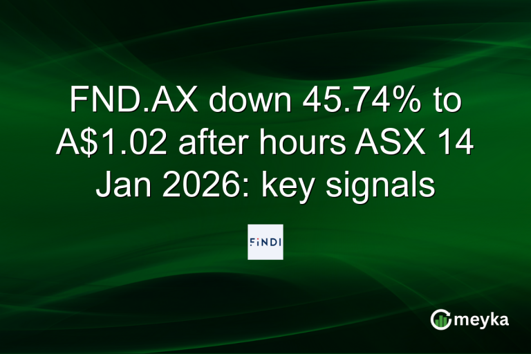 FND.AX down 45.74% to A$1.02 after hours ASX 14 Jan 2026: key signals
