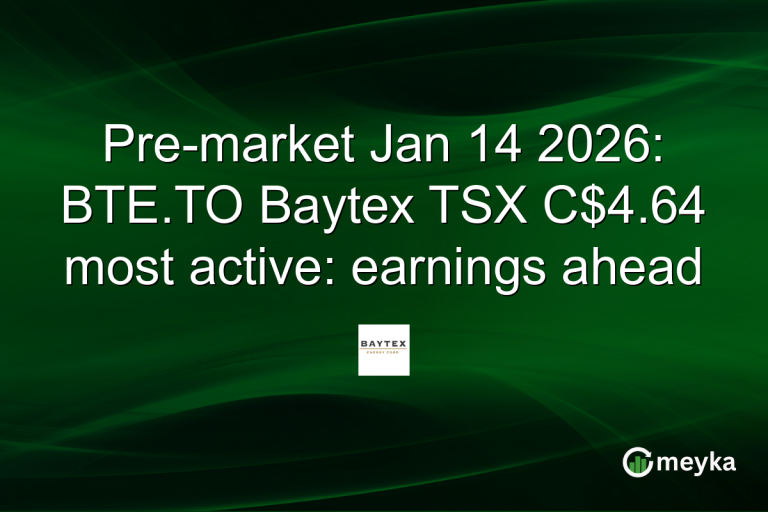 Pre-market Jan 14 2026: BTE.TO Baytex TSX C$4.64 most active: earnings ahead