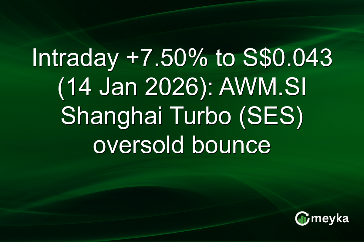 Intraday +7.50% to S$0.043 (14 Jan 2026): AWM.SI Shanghai Turbo (SES) oversold bounce
