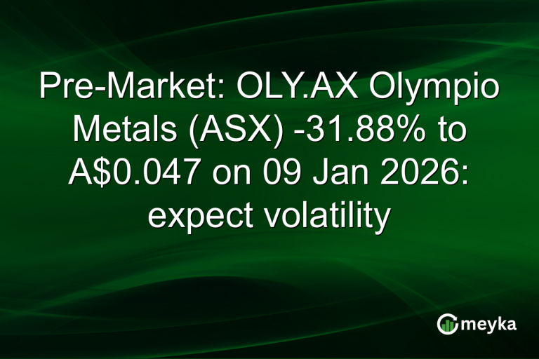 Pre-Market: OLY.AX Olympio Metals (ASX) -31.88% to A$0.047 on 09 Jan 2026: expect volatility