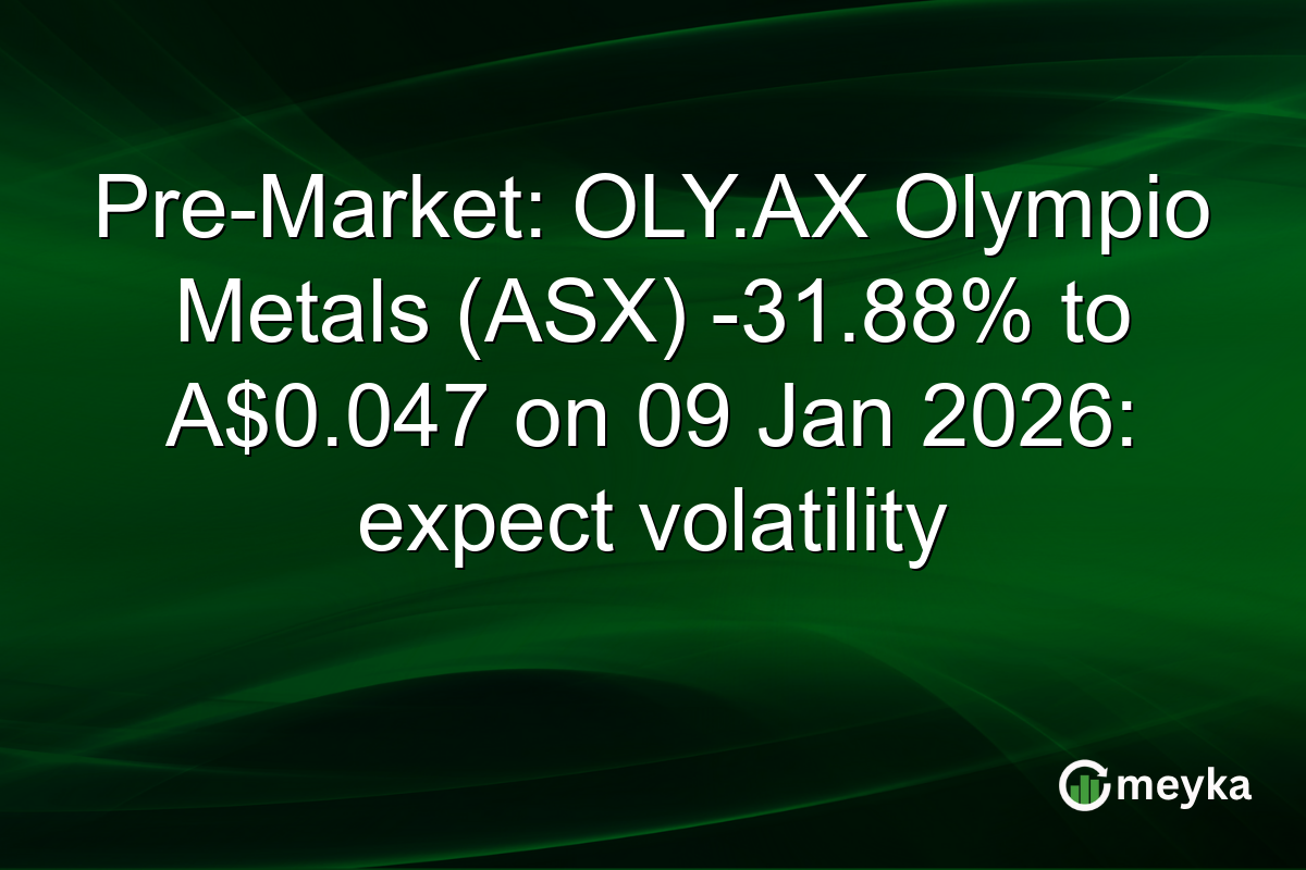 Pre-Market: OLY.AX Olympio Metals (ASX) -31.88% to A$0.047 on 09 Jan 2026: expect volatility
