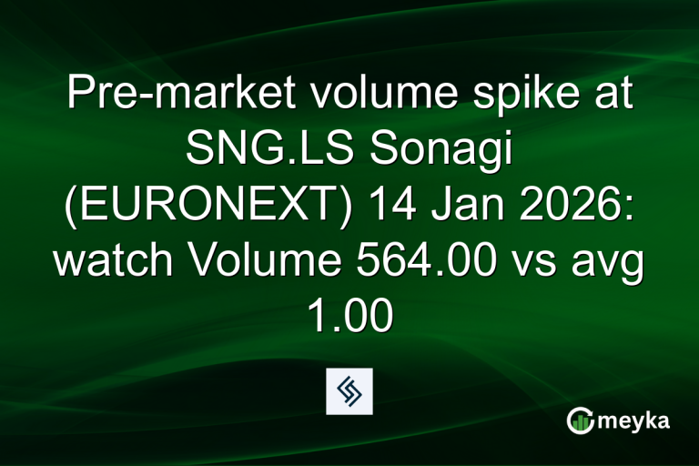 Pre-market volume spike at SNG.LS Sonagi (EURONEXT) 14 Jan 2026: watch Volume 564.00 vs avg 1.00