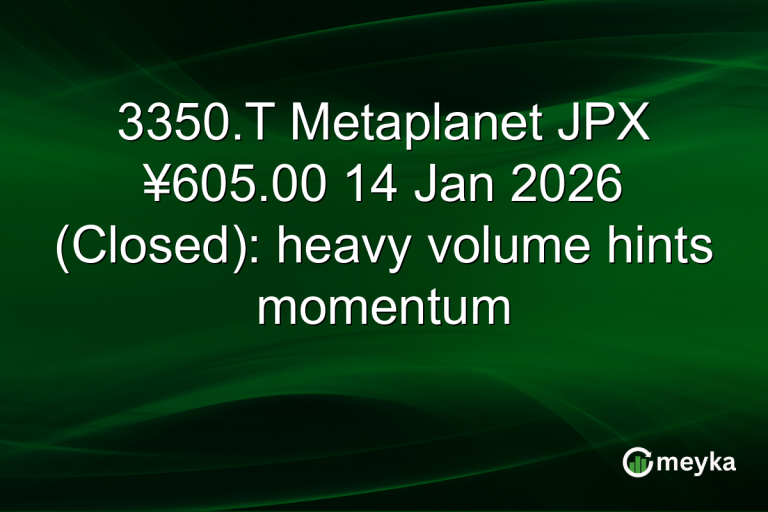 3350.T Metaplanet JPX ¥605.00 14 Jan 2026 (Closed): heavy volume hints momentum