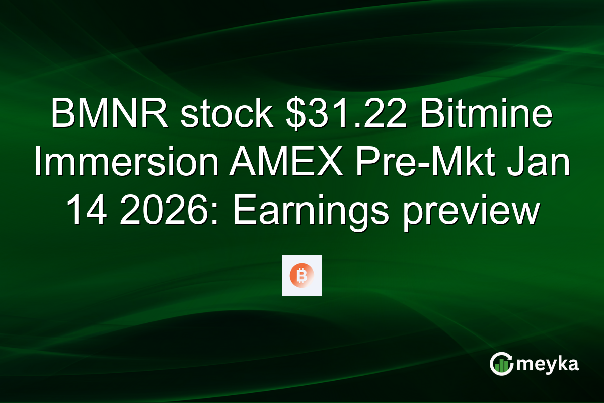 BMNR stock $31.22 Bitmine Immersion AMEX Pre-Mkt Jan 14 2026: Earnings preview