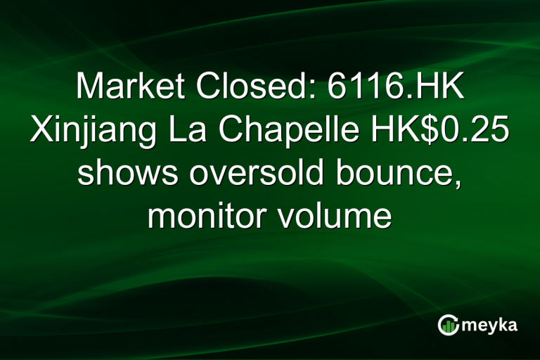 Market Closed: 6116.HK Xinjiang La Chapelle HK$0.25 shows oversold bounce, monitor volume