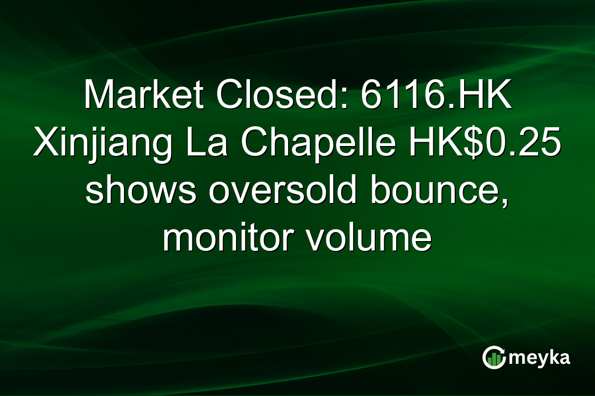 Market Closed: 6116.HK Xinjiang La Chapelle HK$0.25 shows oversold bounce, monitor volume