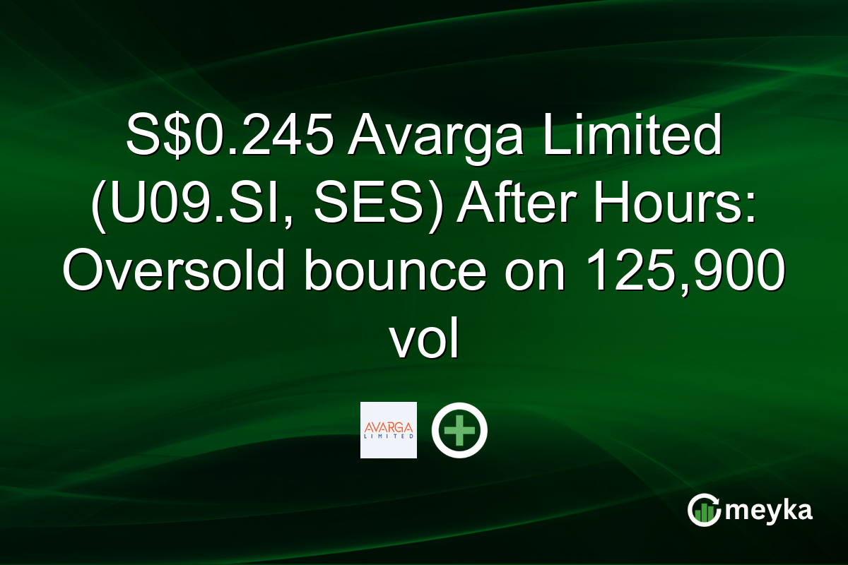 S$0.245 Avarga Limited (U09.SI, SES) After Hours: Oversold bounce on 125,900 vol
