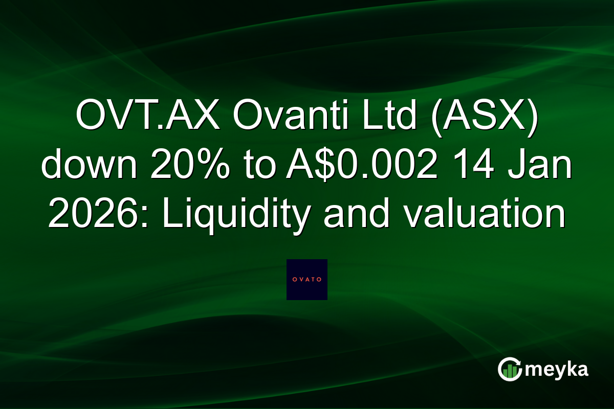 OVT.AX Ovanti Ltd (ASX) down 20% to A$0.002 14 Jan 2026: Liquidity and valuation