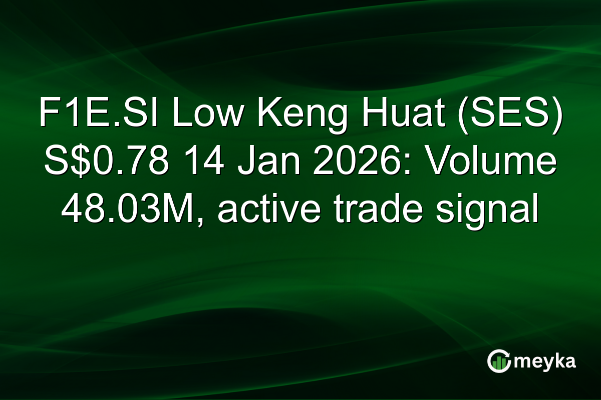 F1E.SI Low Keng Huat (SES) S$0.78 14 Jan 2026: Volume 48.03M, active trade signal