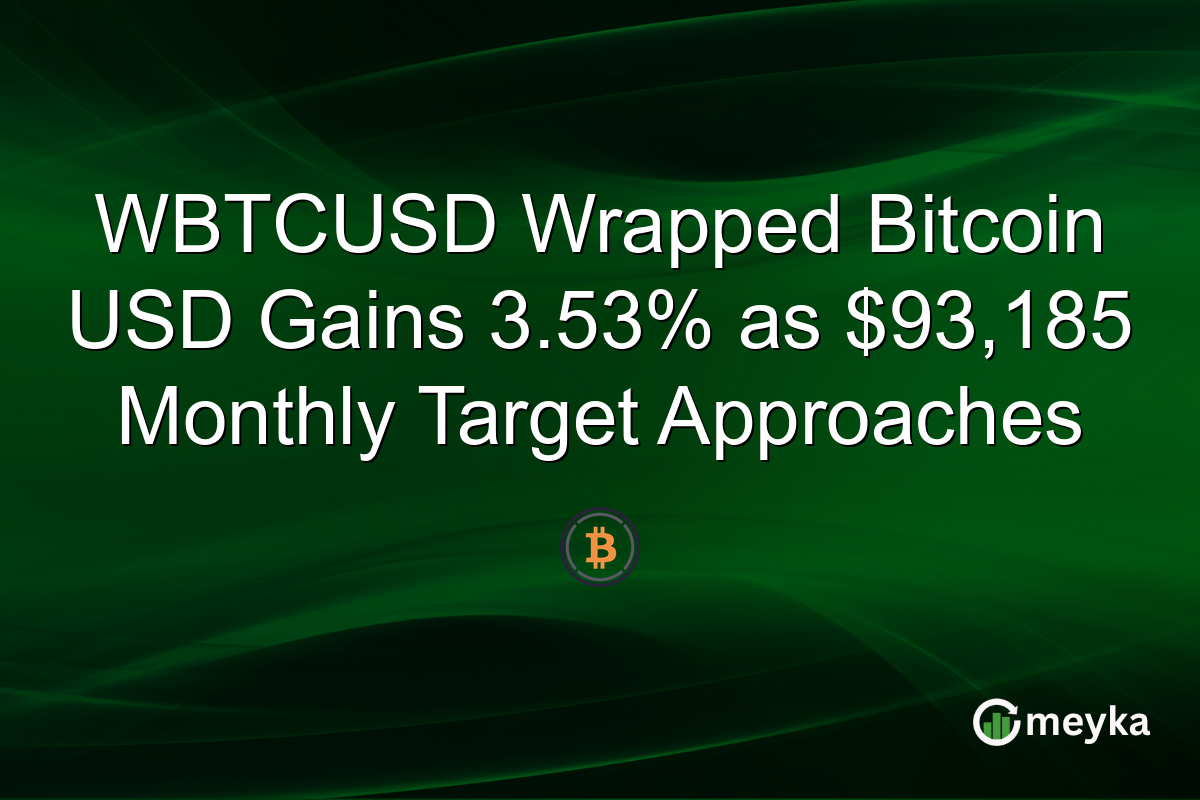 WBTCUSD Wrapped Bitcoin USD Gains 3.53% as $93,185 Monthly Target Approaches