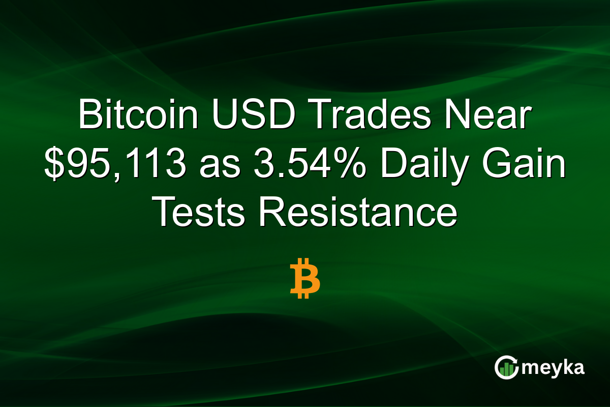 Bitcoin USD Trades Near $95,113 as 3.54% Daily Gain Tests Resistance